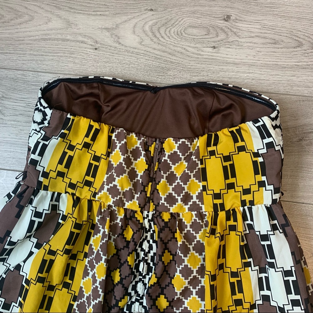 Torrid plus size dress strapless boho Aztec print brown yellow size 14 US - Picture 6 of 15